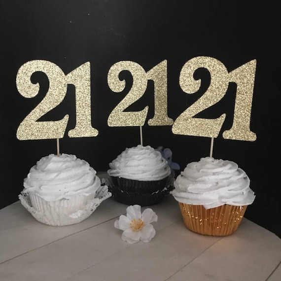 21st Birthday Cupcake Toppers 21st Cupcake Toppers Cupcake Etsy