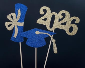 Glitter Graduation Centerpiece Sticks, Class of 2026