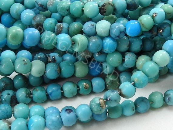 アリゾナターコイズ スムース スフィアボール ラウンドビーズ - 16