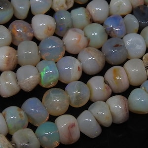 Australian Opal Bead Smooth Polished Multi Fire Handmade Roundel Shape 12Inch Strand Wholesaler Supplies New Arrival Natural Stone MS