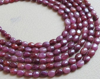 Natural Ruby Nugget Strand Smooth Oval Beads 8 Inches Bulk Wholesale Precious Gemstones Loose Stone Supplies for Jewelry Making
