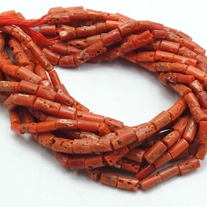 Natural Red Coral Smooth Tube Shape Bead 16Inch 7X5To10X5MM Approx Wholesaler Supplies New Arrival BK-CR2