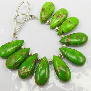 Green Copper Turquoise Smooth Teardrop For Making Jewelry 10Piece 15X7MM Handmade Loose Stone Wholesaler Supplies PME-CY3