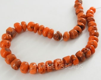 Lot De 10 Perles De Porcelaine Orange Corail - 6 à 9mm, Pour Création De Bijoux