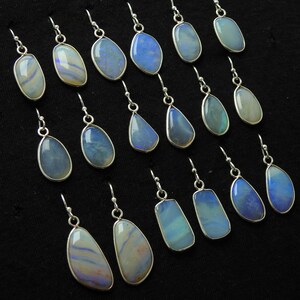 Australian Opal Earring Multi Fire 925 Sterling Silver 15-10MM Long Gift For Her One Of A Kind Fashionable Jewelry Natural Stone MS