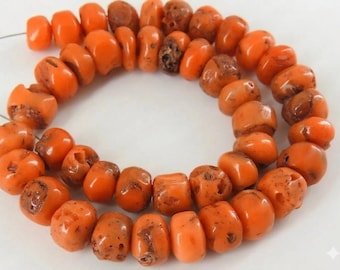 Orange Coral Smooth Roundel Bead For Making Jewelry 8Inches Strand Wholesaler Supplies Natural Stone BK-CR2