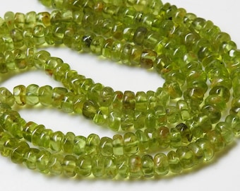 Natural Peridot Smooth Roundel Bead 13 Inches Strand Wholesale Gemstone Beads For Jewelry Making Supplies New Arrival