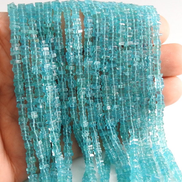 Sky Blue Apatite Smooth Heishe Square Cushion Shape Beads/16Inches 4MM/Wholesale Price/New Arrival/PME-H2