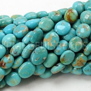 Arizona Turquoise Tumble Nugget Smooth Polished Oval Shape Loose Stone 9Inch Strand 4-6MM Long Approx Wholesaler Supplies PME-TU3