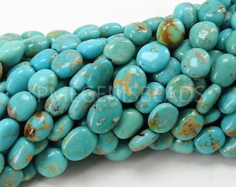 Arizona Turquoise Tumble Nugget-Smooth Polished-Oval Shape-Loose Stone-9Inch Strand 4-5MM Long Approx-Wholesaler Supplies PME-TU3