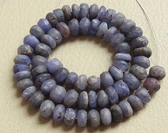 Tanzanite Handmade Matte Polished Smooth Roundel Bead Loose Stone For Making Necklace 12Inch Strand Wholesaler Supplies Natural Stone WB-6