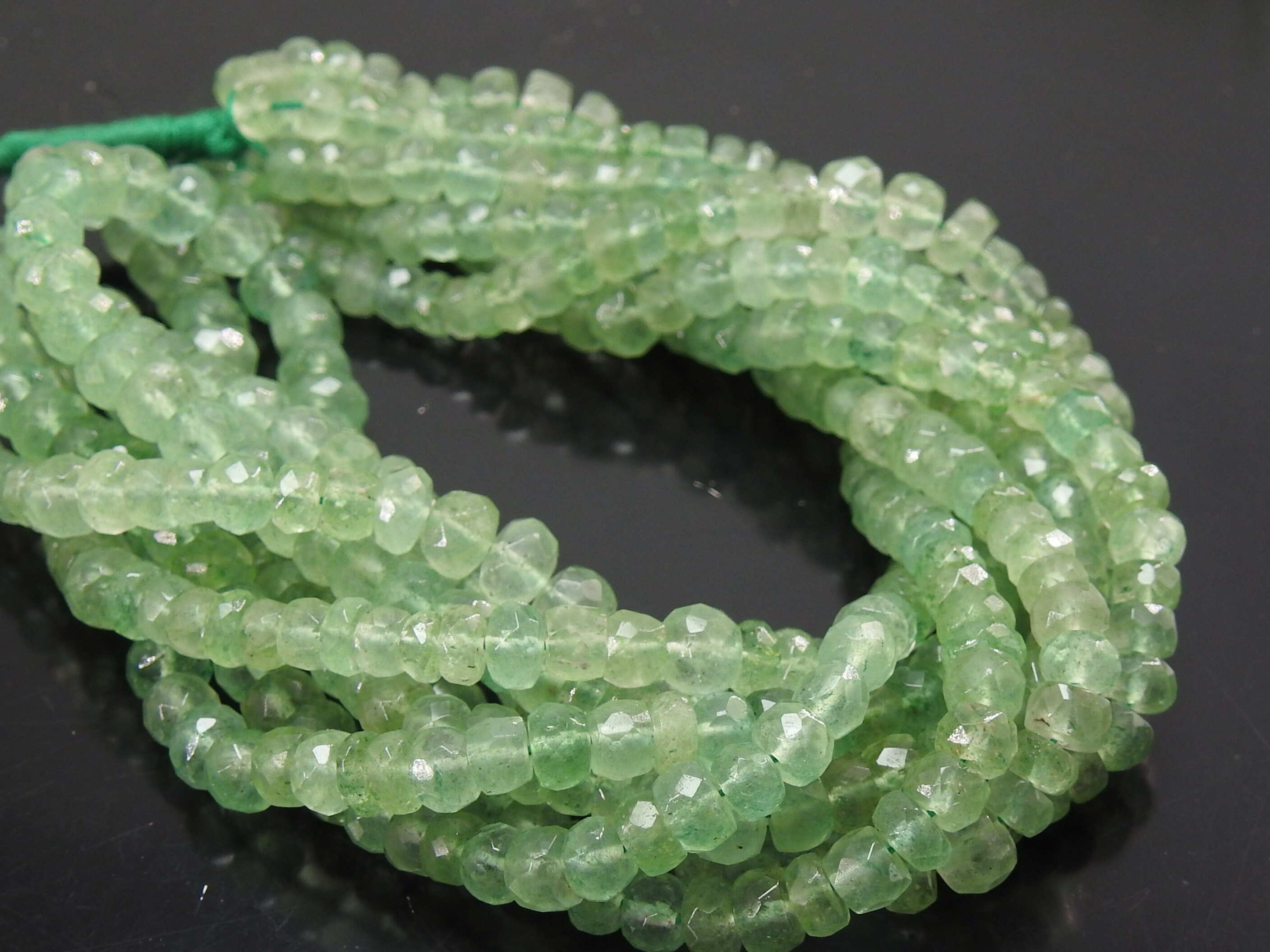 Green Strawberry Quartz Faceted Roundel Bead/16inches Strand