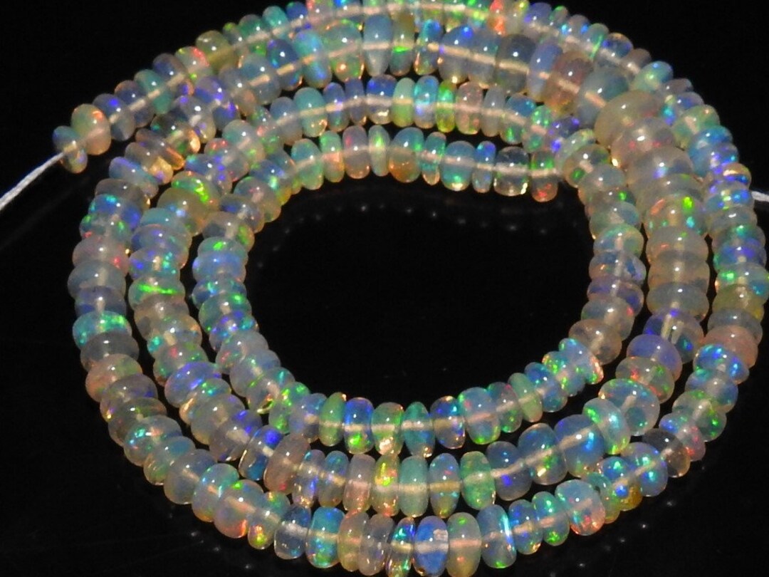 Perles Opale D'Éthiopie AAA - Rondes 3-5mm - Multifeu Welo - Fil De 20cm