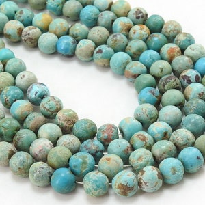 Arizona Turquoise Smooth Matte Polished Sphere Ball Round Bead 16Inch Strand For Making Jewelry Wholesaler Supplies Natural Stone WM-B2