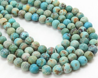 Perles d' amazonite pierre naturelle 8 mm givrée. 48 p