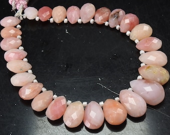 Pink Peruvian Opal Faceted Teardrop-8Inches Strand 10X7To15X10MM Approx-Handmade Loose Stone-Wholesaler Supplies-Natural Stone MS-BR7