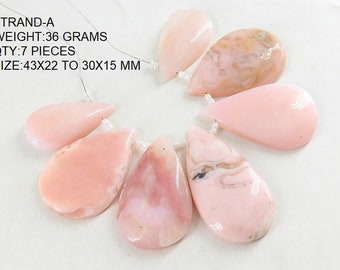 Pink Peruvian Opal Smooth Cabochon Briolette-Handmade Loose Gemstone-For Making Jewelry-Wholesaler Supplies-Natural Stone BR7