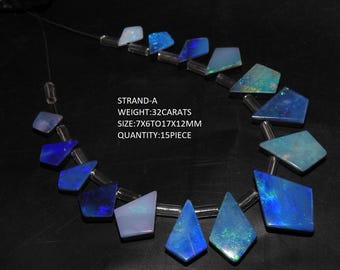 Natuurlijke Australische opaal doublet kralen, meerkleurige, gladde vlieger cabochon, zijdelings geboorde edelsteen voor het maken van sieraden, doe-het-zelf losse flitssteen.