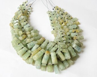 Cuentas de cristal natural aguamarina en bruto, 8 pulgadas (18 x 4 mm aprox.), piedra mineral para joyería, suministros para mayoristas RB1
