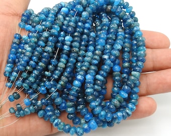 Neon Blue Apatite Smooth Roundel Bead-16Inches Strand-Natural Stone-Wholesaler Supplies WB-6