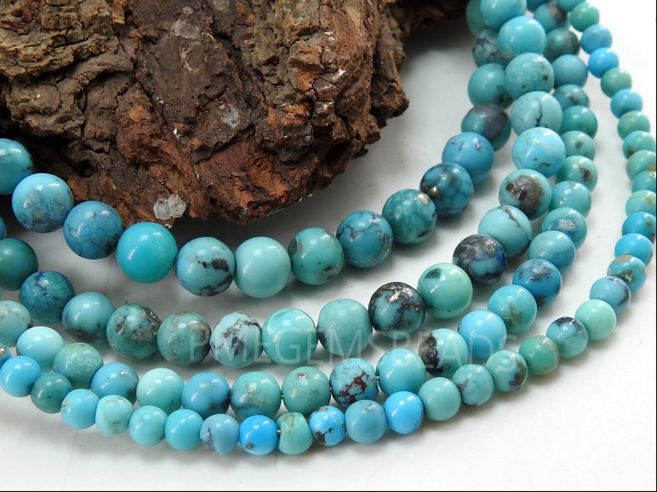 アリゾナターコイズ スムース スフィアボール ラウンドビーズ - 16
