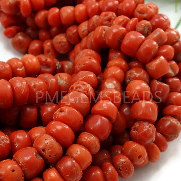 Corail lisse corail rouge naturel/pour la fabrication de bijoux/brin de 8 pouces/Grossiste/Fournitures/BK-CR2