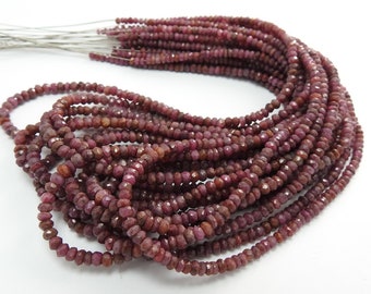 Natural Ruby Gemstone Beads Strand - Micro Faceted 3x3x2mm Coin Shape - 12.5 Inch - AAA Quality By GEMSTONE_INC