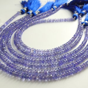 Natural Tanzanite Faceted Rondelle Beads 9 Inch Strand Genuine Blue Violet Precious Gemstone Loose Micro Faceted Jewelry Supply