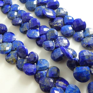 Lapis Lazuli Faceted Heart Shape Teardrop For Jewelry Making 8Inches Strand 11X11-8X8MMApprox Natural Stone PME-BR6