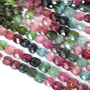 Perlina a cuscino sfaccettata multitormalina per realizzare gioielli, collane, bracciali, pietra naturale PME-B6