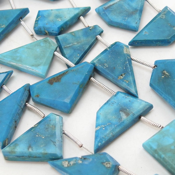 Synthetic Turquoise Smooth Fancy Slice Shape Briolette/Pentagon/Trapezoid Bead/17Pieces Strand 20X12To10X9MM/BR9