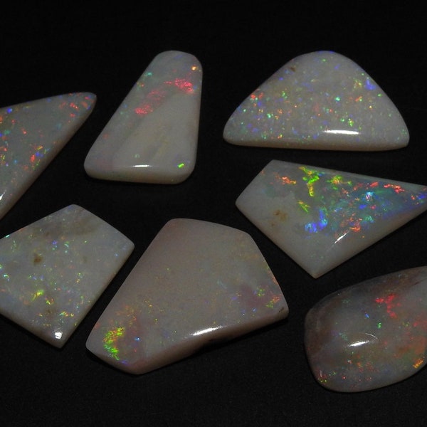 Natural Australian Opal 7 Pieces Smooth Fancy Shape Cabochons Lot 18X16X4 To 16X11X4 MM Approx Finest Quality Wholesale Price New Arrival