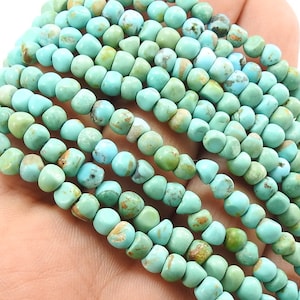 Arizona Turquoise Smooth Handmade Bead 16Inches Strand For Making Jewelry Wholesaler Supplies Natural Stone WB-2