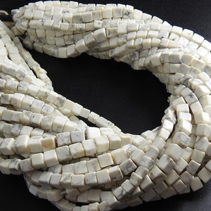 Howlite Smooth Polished Cube Box Bead 13Inches Strand For Jewelry Making Wholesale Supplies Natural Stone PME-CB2