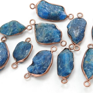 Neon Blue Apatite Natural Rough Copper Connector 15-20MM Long One Of A Kind Gift For Her Wholesaler Supplies CJ-1