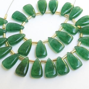 Green Aventurine Smooth Long Trillion 10Piece 15X8MM Wholesaler Supplies Natural Stone PME-CY3