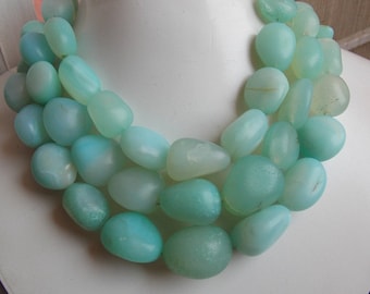 Aqua Blue Chalcedony Tumble Nugget Smooth Matte Polished 10 Inch 15-28MM Approx Loose Beads Wholesale Jewelry Making Supply New Arrival TU2
