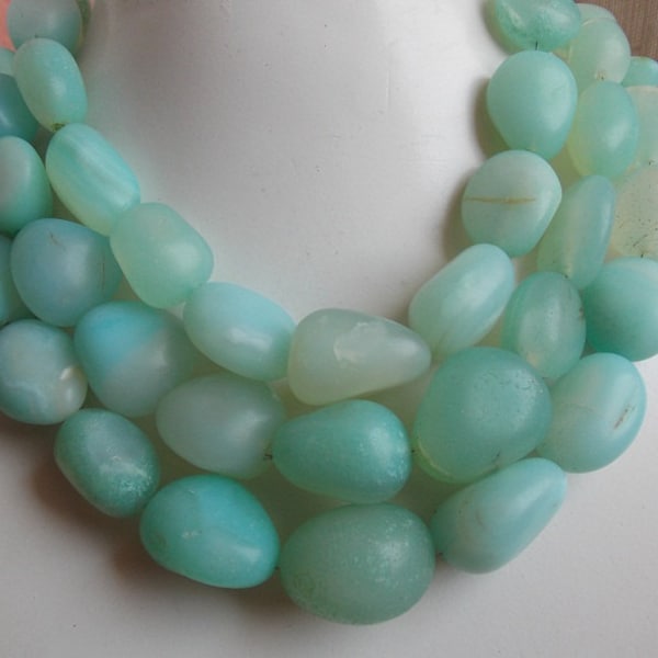 Aqua Blue Chalcedony Tumble Nugget Smooth Matte Polished 10 Inch 15-28MM Approx Loose Beads Wholesale Jewelry Making Supply New Arrival TU2