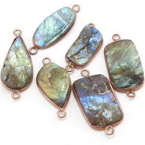 Labradorite Natural Polished Druze Rough Copper Connector 20-25MM Long One Of A Kind/Gift For Her Wholesaler Supplies CJ-1