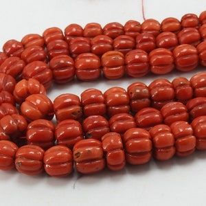 Red Coral Pumpkin Carving Rondell Bead Watermelon Loose Stone 9Inches Strand 5-12MM Natural Stone BK-CR2