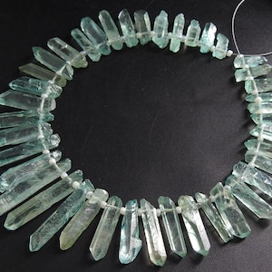 Aqua Blue Aura Crystal Quartz Natural Rough Stick For Making Jewelry 10Inches 10-25MM Long Approx Wholesaler Supplies R6