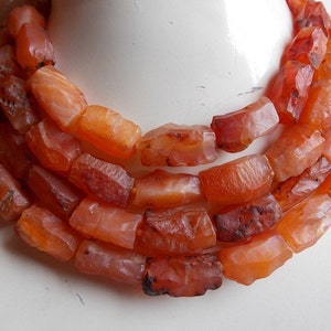 Carnelian Natural Rough Hammered Tube Shape Bead Nugget 8Inch Strand 15-20MM Long Approx Wholesaler Supplies R1-2S