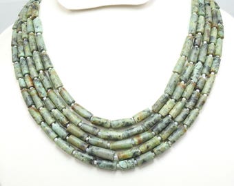 African Turquoise Tube Shape Matte Polished Bead 14Inch 8X5To18X5MM Approx Natural Stone WB-2
