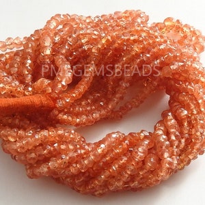 Orange Sapphire Faceted Roundel Bead 8Inch Strand 2MM Loose Stone For Making Jewelry Natural Stone PME-B6