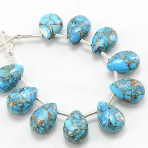 Blue Copper Turquoise Smooth Teardrop 10Piece 12X8MM PME-CY3