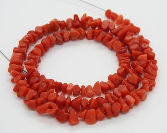 Red Coral Natural Polished Rough Chip Beads 4x5MM Raw Nugget Loose Stone Strand Wholesale Bulk Price Coral Bead for DIY Jewelry Supplies
