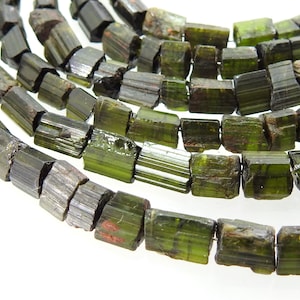 Green Tourmaline Natural Crystal Polished Rough Chip Nugget 14Inches 5-8MM Long Approx WM-RB2