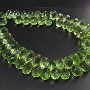 Green Amethyst Quartz Drop Micro Faceted For Making Jewelry 8Inch Strand 8X10To7X10MM Approx Wholesaler Supplies PME-QB