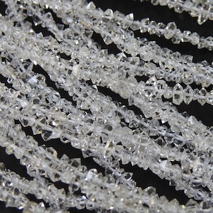 Herkimer Diamond Natural Crystal Rough Bead Nugget Chip Uncut Double Terminated 16Inch Strand 4-2MM PME-RB4