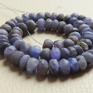 Tanzanite Handmade Matte Polished Smooth Roundel Bead/Loose Stone For Making Necklace/12Inches Strand/Wholesaler/Supplies/100%Natural/WB-6